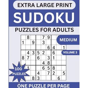 Daisy Tech Extra Large Print Sudoku Puzzles: 100 Sudoku Puzzles 6 Levels of Medium Difficulty One Puzzle Per Page for Adults, Seniors and Elderly with Solutions and Instructions Daisy Tech Extra Large Print Sudoku Puzzles: 100 Sudoku Puzzles 6 Levels of Medium Difficulty One Puzzle Per Page for Adults, Seniors and Elderly with Solutions and Instructions