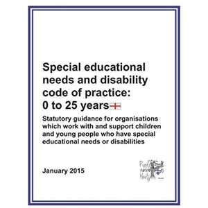 Government, Uk Special educational needs and disability code of practice: 0 to 25 years: Statutory guidance for organisations which work with and support children ... special educational needs or disabilities Government, Uk Special educational needs and disability code of practice: 0 to 25 years: Statutory guidance for organisations which work with and support children ... special educational needs or disabilities