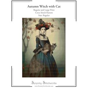 Stitchworks, Serenity Autumn Witch with Cat Cross Stitch Pattern – Regular Size Edition: Regular and Large Print Cross Stitch Pattern Stitchworks, Serenity Autumn Witch with Cat Cross Stitch Pattern – Regular Size Edition: Regular and Large Print Cross Stitch Pattern