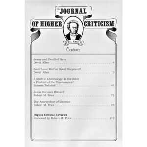 Price, Robert M. The Journal of Higher Criticism Volume 20 Number 1 Price, Robert M. The Journal of Higher Criticism Volume 20 Number 1