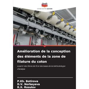 Botirova, P Kh Amélioration de la conception des éléments de la zone de filature du coton: à partir des fibres de fil et des bases de la méthodologie d'analyse Botirova, P Kh Amélioration de la conception des éléments de la zone de filature du coton: à partir des fibres de fil et des bases de la méthodologie d'analyse