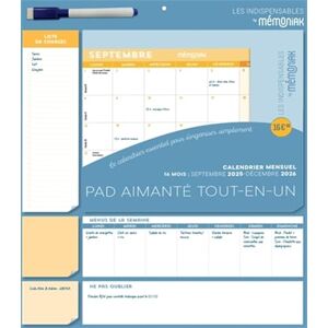 Pad mensuel calendrier aimanté tout-en-un 2026, sept. 2025-déc. 2026, organisation familiale Pad mensuel calendrier aimanté tout-en-un 2026, sept. 2025-déc. 2026, organisation familiale