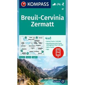Kompass Maps Breuil-Cervinia-Zermatt WK 87: 4-in-1 hiking map with activity guide and detailed maps, including a map for offline use Kompass Maps Breuil-Cervinia-Zermatt WK 87: 4-in-1 hiking map with activity guide and detailed maps, including a map for offline use