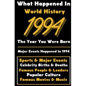Universal, Colorful Peace What Happened in World History 1994 The Year You Were Born: Special Gift for People Who Born In 1994 All Important Historical Facts (Sports & Major Events, Popular Culture, Famous People...) Universal, Colorful Peace What Happened in World History 1994 The Year You Were Born: Special Gift for People Who Born In 1994 All Important Historical Facts (Sports & Major Events, Popular Culture, Famous People...)