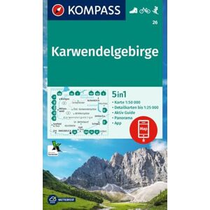 Kompass Maps KARWENDELGEBIRGE K26 1:50,000: 5-in-1 hiking map with activity guide, 1:25000 scale maps and panorama, including offline map Kompass Maps KARWENDELGEBIRGE K26 1:50,000: 5-in-1 hiking map with activity guide, 1:25000 scale maps and panorama, including offline map