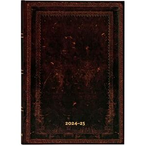 Paperblanks 13-Month Calendar 2025 Black Moroccan Leather Simple, Midi, Horizontal Paperblanks 13-Month Calendar 2025 Black Moroccan Leather Simple, Midi, Horizontal