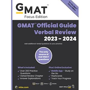 GMAC (Graduate Management Admission Council) GMAT Official Guide Verbal Review 2023-2024, Focus Edition: Includes Book + Online Question Bank + Digital Flashcards + Mobile App GMAC (Graduate Management Admission Council) GMAT Official Guide Verbal Review 2023-2024, Focus Edition: Includes Book + Online Question Bank + Digital Flashcards + Mobile App