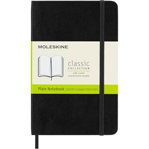 Moleskine Classic Plain Paper Notebook, Soft Cover and Elastic Closure Journal, Color Black, Size Pocket 9 x 14 A6, 192 Pages Moleskine Classic Plain Paper Notebook, Soft Cover and Elastic Closure Journal, Color Black, Size Pocket 9 x 14 A6, 192 Pages