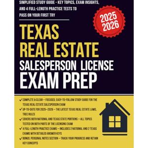 Educational Institute, Astorra Texas Real Estate Salesperson License Exam Prep: Simplified Study Guide and Workbook with 4 Full-Length Practice Tests, Proven Strategies, Math Essentials and National + State Exam Content Educational Institute, Astorra Texas Real Estate Salesperson License Exam Prep: Simplified Study Guide and Workbook with 4 Full-Length Practice Tests, Proven Strategies, Math Essentials and National + State Exam Content