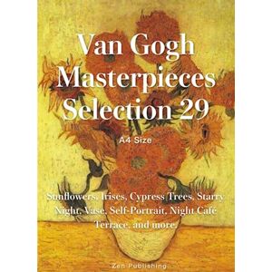 Vincent Van Gogh Masterpieces Selection 29 (A4 Size) Sunflowers, Irises, Cypress Trees, Starry Night, Vase, Self-Portrait, Night Café Terrace, and more. Vincent Van Gogh Masterpieces Selection 29 (A4 Size) Sunflowers, Irises, Cypress Trees, Starry Night, Vase, Self-Portrait, Night Café Terrace, and more.