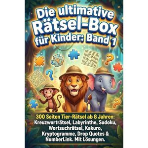 Publisher, Loka Die ultimative Rätsel-Box für Kinder: Band 1: 300 Seiten Tier-Rätsel ab 8 Jahren: Kreuzworträtsel, Labyrinthe, Sudoku, Wortsuchrätsel, Kakuro, Kryptogramme, Drop Quotes & NumberLink. Mit Lösungen. Publisher, Loka Die ultimative Rätsel-Box für Kinder: Band 1: 300 Seiten Tier-Rätsel ab 8 Jahren: Kreuzworträtsel, Labyrinthe, Sudoku, Wortsuchrätsel, Kakuro, Kryptogramme, Drop Quotes & NumberLink. Mit Lösungen.