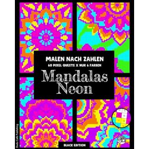 Verlag, Dudu Café Mandalas Neon Malen nach Zahlen, 60 Pixel Quests × Nur 6 Farben (Black Edition): Psychedelic Pixel Art Ausmalbuch für Erwachsene: Mandalas mit 6 ... Achtsamkeit, Entspannung #duduquest Verlag, Dudu Café Mandalas Neon Malen nach Zahlen, 60 Pixel Quests × Nur 6 Farben (Black Edition): Psychedelic Pixel Art Ausmalbuch für Erwachsene: Mandalas mit 6 ... Achtsamkeit, Entspannung #duduquest