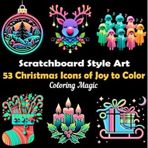 Lee 53 Christmas Icons of Joy to Color: An adult coloring book featuring elegant black and white scratchboard papercraft art with black background (Midnight Black Background Coloring Series) Lee 53 Christmas Icons of Joy to Color: An adult coloring book featuring elegant black and white scratchboard papercraft art with black background (Midnight Black Background Coloring Series)