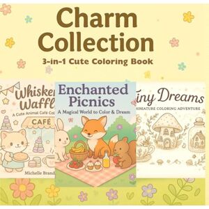 Brandão, Michelle Magali De Oliveira Charm Collection: 3-in-1 Cute Coloring Book: Animals, Cozy Picnics & Dreamy Mini Worlds to Relax & Color Brandão, Michelle Magali De Oliveira Charm Collection: 3-in-1 Cute Coloring Book: Animals, Cozy Picnics & Dreamy Mini Worlds to Relax & Color