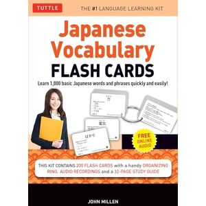 Millen, John Japanese Vocabulary Flash Cards Kit: Learn 1000 basic Japanese words and phrases quickly and easily! (Boxed Set of 200 Double-Sided Flash Cards with Study Guide & Organizer Ring) Millen, John Japanese Vocabulary Flash Cards Kit: Learn 1000 basic Japanese words and phrases quickly and easily! (Boxed Set of 200 Double-Sided Flash Cards with Study Guide & Organizer Ring)
