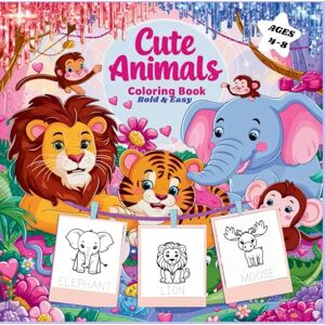 mahmoudi, ayman Cute Animals Coloring Book: Bold & Easy – 50 Coloring Pages for Kids ages 4-8: Fun Animal Coloring for Little Learners Big, Simple Images Tigers, Lions, Elephants & More! mahmoudi, ayman Cute Animals Coloring Book: Bold & Easy – 50 Coloring Pages for Kids ages 4-8: Fun Animal Coloring for Little Learners Big, Simple Images Tigers, Lions, Elephants & More!