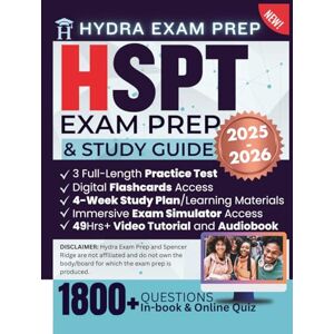 Ridge, Spencer HSPT Exam Prep and Study Guide 2025-2026: Updated 6th Edition 49+ Hours of E-Learning Tools, 1,800+ Practice Questions, and In-Depth Answers to Pass the Catholic High School Placement Test Ridge, Spencer HSPT Exam Prep and Study Guide 2025-2026: Updated 6th Edition 49+ Hours of E-Learning Tools, 1,800+ Practice Questions, and In-Depth Answers to Pass the Catholic High School Placement Test