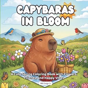 Co, MAV Design Capybaras In Bloom A Cute Spring Coloring Book with Flowers, Friends, and Happy Vibes: A Cute Capybara Coloring Book with Spring Flowers, Garden ... Relaxing Nature Scenes for All Ages 8.5x8.5 Co, MAV Design Capybaras In Bloom A Cute Spring Coloring Book with Flowers, Friends, and Happy Vibes: A Cute Capybara Coloring Book with Spring Flowers, Garden ... Relaxing Nature Scenes for All Ages 8.5x8.5