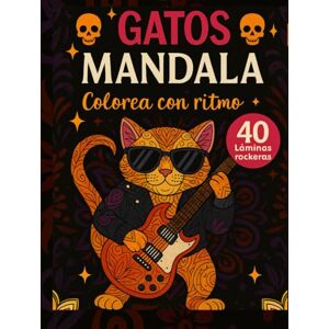 Gato rock lamin, Editorial Libro mandalas gatos rockeros. 40 láminas. Musica rockera en cada lámina. Diversión mientras coloreas Gato rock lamin, Editorial Libro mandalas gatos rockeros. 40 láminas. Musica rockera en cada lámina. Diversión mientras coloreas