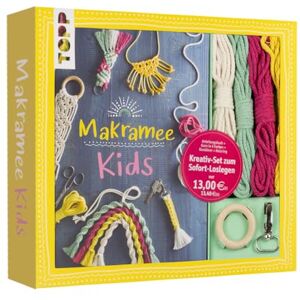 Frech Kreativ-Set Makramee Kids: Buch mit Grundlagen und Anleitungen für tolle Makramee-Projekte, Garn in 4 Farben, Holzring und Schlüsselanhänger für ... ... und Schlüsselanhänger (Buch plus Material) Frech Kreativ-Set Makramee Kids: Buch mit Grundlagen und Anleitungen für tolle Makramee-Projekte, Garn in 4 Farben, Holzring und Schlüsselanhänger für ... ... und Schlüsselanhänger (Buch plus Material)