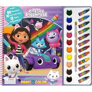 Phidal Publishing Inc. Gabby's Dollhouse Deluxe Poster Paint & Color Coloring Book for kids, 80 illustrations, 10 watercolor paints, 12 crayons, 1 paint brush Phidal Publishing Inc. Gabby's Dollhouse Deluxe Poster Paint & Color Coloring Book for kids, 80 illustrations, 10 watercolor paints, 12 crayons, 1 paint brush