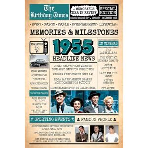 Whitmore, Amelia R. 1955 The Birthday Times: Memories, Milestones, and a Memorable Year in Review: Relive 1955 Through Sports, People, Lifestyle and Entertainment. The Perfect Birthday Gift for Someone Special Whitmore, Amelia R. 1955 The Birthday Times: Memories, Milestones, and a Memorable Year in Review: Relive 1955 Through Sports, People, Lifestyle and Entertainment. The Perfect Birthday Gift for Someone Special