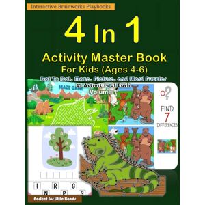 HOUSE, IBP 4 In 1 Activity Master Book Volume 1 For Kids Ages 4-6: 140 Activities-35 of each Dot To Dot, Maze, Picture, and Word Puzzles Educational Activity Book for Children Color Print HOUSE, IBP 4 In 1 Activity Master Book Volume 1 For Kids Ages 4-6: 140 Activities-35 of each Dot To Dot, Maze, Picture, and Word Puzzles Educational Activity Book for Children Color Print