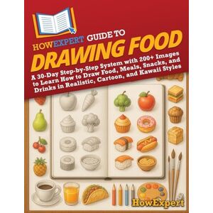 HowExpert Guide to Drawing Food: A 30-Day Step-by-Step System with 200+ Images to Learn How to Draw Food, Meals, Snacks, and Drinks in Realistic, Cartoon, and Kawaii Styles HowExpert Guide to Drawing Food: A 30-Day Step-by-Step System with 200+ Images to Learn How to Draw Food, Meals, Snacks, and Drinks in Realistic, Cartoon, and Kawaii Styles