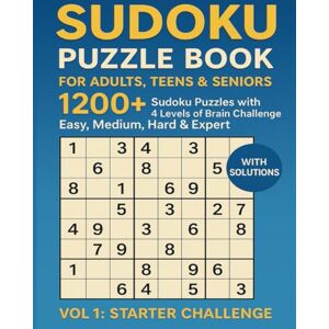 Red, Tez Sudoku Puzzle Book for Adults, Teens & Seniors: 1200+ Sudoku Puzzles with 4 Levels of Brain Challenge Easy, Medium, Hard & Expert With Solutions: Vol ... Challenge 6 Puzzles Per Page Large Print Red, Tez Sudoku Puzzle Book for Adults, Teens & Seniors: 1200+ Sudoku Puzzles with 4 Levels of Brain Challenge Easy, Medium, Hard & Expert With Solutions: Vol ... Challenge 6 Puzzles Per Page Large Print