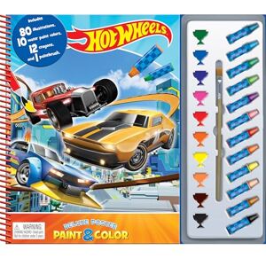 Phidal Publishing Inc. Hot Wheels Deluxe Poster Paint & Color Coloring Book for kids, 80 illustrations, 10 watercolor paints, 12 crayons, 1 paint brush Phidal Publishing Inc. Hot Wheels Deluxe Poster Paint & Color Coloring Book for kids, 80 illustrations, 10 watercolor paints, 12 crayons, 1 paint brush
