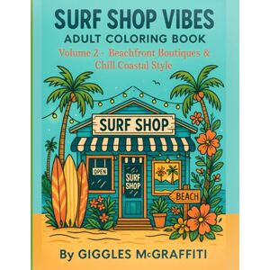 McGraffiti, Giggles Surf Shop Vibes Adult Coloring Book: Volume 2 – Beachfront Boutiques & Chill Coastal Style: 60 Laid-Back Surf Shop Designs Plus Bonus Pages for Markers & Shading Tests McGraffiti, Giggles Surf Shop Vibes Adult Coloring Book: Volume 2 – Beachfront Boutiques & Chill Coastal Style: 60 Laid-Back Surf Shop Designs Plus Bonus Pages for Markers & Shading Tests