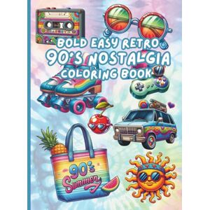 Boutique, Once In A Blue Moon Bold Easy Retro 90's Nostalgia Coloring Book Boutique, Once In A Blue Moon Bold Easy Retro 90's Nostalgia Coloring Book