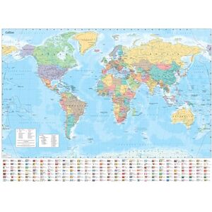 Collins Maps Collins Large World Wall Laminated Map (70 x 91.5 cm): Laminated map with flags, perfect for classroom, office and home Collins Maps Collins Large World Wall Laminated Map (70 x 91.5 cm): Laminated map with flags, perfect for classroom, office and home