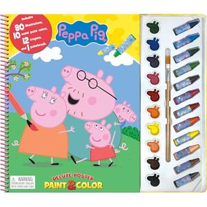 Phidal Publishing Inc. Phidal Peppa Pig Deluxe Poster Paint & Color Coloring Book for kids, 80 illustrations, 10 watercolor paints, 12 crayons, 1 paint brush Phidal Publishing Inc. Phidal Peppa Pig Deluxe Poster Paint & Color Coloring Book for kids, 80 illustrations, 10 watercolor paints, 12 crayons, 1 paint brush