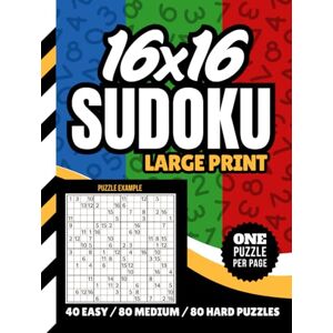 Press, Math Academy 16x16 Sudoku Large Print: Hardcover / 200 Puzzles / Easy Medium Hard Levels / One Per Page / Numbers Only / Jumbo Font Simple To Read / With Solutions / Brain Teaser Gift For Adults Press, Math Academy 16x16 Sudoku Large Print: Hardcover / 200 Puzzles / Easy Medium Hard Levels / One Per Page / Numbers Only / Jumbo Font Simple To Read / With Solutions / Brain Teaser Gift For Adults
