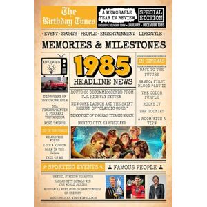 Whitmore, Amelia R. 1985 The Birthday Times: Memories, Milestones, and a Memorable Year in Review: Relive 1985 Through Sports, People, Lifestyle and Entertainment. The Perfect Birthday Gift for Someone Special Whitmore, Amelia R. 1985 The Birthday Times: Memories, Milestones, and a Memorable Year in Review: Relive 1985 Through Sports, People, Lifestyle and Entertainment. The Perfect Birthday Gift for Someone Special