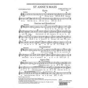 St Anne's Mass: 1996 version. unison voices (congregation) and organ, mixed choir (SAATB) ad libitum. St Anne's Mass: 1996 version. unison voices (congregation) and organ, mixed choir (SAATB) ad libitum.