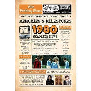 Whitmore, Amelia R. 1980 The Birthday Times: Memories, Milestones, and a Memorable Year in Review: Relive 1980 Through Sports, People, Lifestyle and Entertainment. The Perfect Birthday Gift for Someone Special Whitmore, Amelia R. 1980 The Birthday Times: Memories, Milestones, and a Memorable Year in Review: Relive 1980 Through Sports, People, Lifestyle and Entertainment. The Perfect Birthday Gift for Someone Special