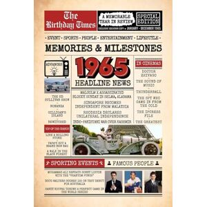 Whitmore, Amelia R. 1965 The Birthday Times: Memories, Milestones, and a Memorable Year in Review: Relive 1965 Through Sports, People, Lifestyle and Entertainment. The Perfect Birthday Gift for Someone Special Whitmore, Amelia R. 1965 The Birthday Times: Memories, Milestones, and a Memorable Year in Review: Relive 1965 Through Sports, People, Lifestyle and Entertainment. The Perfect Birthday Gift for Someone Special