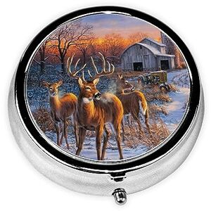GeRRiT Camouflage Deer Round Pill Box, 3 Compartment Portable Travel Pill Box, Mini Pocket Wallet Pill Box, Medicine Vitamin Organiser GeRRiT Camouflage Deer Round Pill Box, 3 Compartment Portable Travel Pill Box, Mini Pocket Wallet Pill Box, Medicine Vitamin Organiser