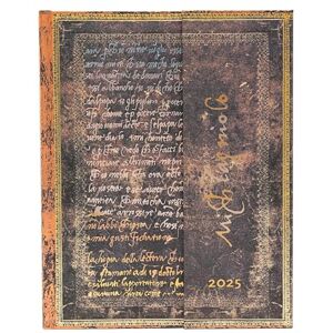 Paperblanks Kalendarz 2025 Michelangelo, Handwriting Ultra tygodniowy HOR: tydzień na dwóch stronach, zamykany na Magnes, Papier 100 GSM Paperblanks Kalendarz 2025 Michelangelo, Handwriting Ultra tygodniowy HOR: tydzień na dwóch stronach, zamykany na Magnes, Papier 100 GSM