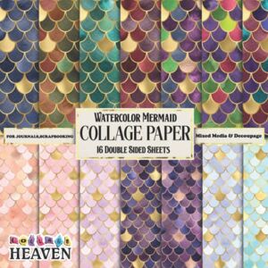 Heaven, Collage Watercolor Mermaid Collage Paper: 16 Double Sided Watercolor Mermaid Scales Paper For Collaging, Journaling, Scrapbooking, Decoupage & Mixed Media Heaven, Collage Watercolor Mermaid Collage Paper: 16 Double Sided Watercolor Mermaid Scales Paper For Collaging, Journaling, Scrapbooking, Decoupage & Mixed Media