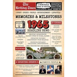 Whitmore, Amelia R. 1965 The Birthday Times: Memories, Milestones, and a Memorable Year in Review: Relive 1965 Through Sports, People, Lifestyle and Entertainment. The Perfect Birthday Gift for Someone Special Whitmore, Amelia R. 1965 The Birthday Times: Memories, Milestones, and a Memorable Year in Review: Relive 1965 Through Sports, People, Lifestyle and Entertainment. The Perfect Birthday Gift for Someone Special