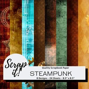 Scrap It! Steampunk Scrapbook Paper Multicoloured 8.5" x 8.5" 8 Designs 24 Pages: Versatile craft paper perfect for Scrap Books, Greetings ... Origami, Decoupage, Collages and more! Scrap It! Steampunk Scrapbook Paper Multicoloured 8.5" x 8.5" 8 Designs 24 Pages: Versatile craft paper perfect for Scrap Books, Greetings ... Origami, Decoupage, Collages and more!