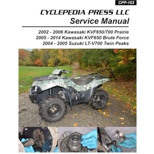 Cyclepedia Press LLC 2002-2011 Kawasaki KVF650 Brute Force / KVF650 KVF700 Prairie Suzuki TwinPeaks 700 Cyclepedia Printed ATV Service Manual Cyclepedia Press LLC 2002-2011 Kawasaki KVF650 Brute Force / KVF650 KVF700 Prairie Suzuki TwinPeaks 700 Cyclepedia Printed ATV Service Manual