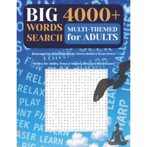 Media, K&J Big 4000+ Word Search for Adults, Teens and Seniors: Relaxing Easy to Read Print, Multi-Themed Word Search Puzzles for Stress Relief, Brain Fitness ... Joy 130+ Puzzles with 4000+ Hidden Words Media, K&J Big 4000+ Word Search for Adults, Teens and Seniors: Relaxing Easy to Read Print, Multi-Themed Word Search Puzzles for Stress Relief, Brain Fitness ... Joy 130+ Puzzles with 4000+ Hidden Words