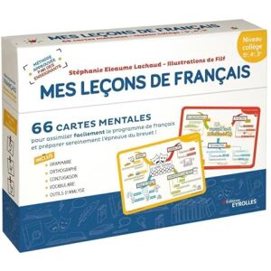 Filf EYROLLES Mes lecons de Francais 66 cartes: 66 cartes mentales pour assimiler facilement le programme de français et préparer sereinement l'épreuve du brevet ! Avec Livret Filf EYROLLES Mes lecons de Francais 66 cartes: 66 cartes mentales pour assimiler facilement le programme de français et préparer sereinement l'épreuve du brevet ! Avec Livret