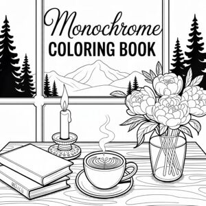 Sue, Bianca Monochrome Coloring Book: Relaxing Designs of Nature Landscapes, Cozy Corners, Mountains, Coffee, Flowers and More Sue, Bianca Monochrome Coloring Book: Relaxing Designs of Nature Landscapes, Cozy Corners, Mountains, Coffee, Flowers and More