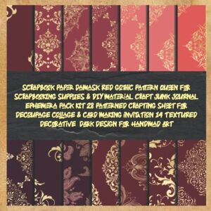 david nick, liyam scrapbook paper damask red gothic pattern queen for scrapbooking supplies & DIY material craft junk journal ephemera pack kit 28 patterned crafting ... decorative dark design for handmad art david nick, liyam scrapbook paper damask red gothic pattern queen for scrapbooking supplies & DIY material craft junk journal ephemera pack kit 28 patterned crafting ... decorative dark design for handmad art