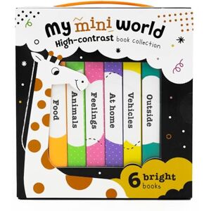 My Mini World – Box Set of 6 High-Contrast Mini Board Books First Words & Vocabulary Builder for Babies Animals, Vehicles, Feelings, Food, Outside & At Home Durable Books with Carry Box My Mini World – Box Set of 6 High-Contrast Mini Board Books First Words & Vocabulary Builder for Babies Animals, Vehicles, Feelings, Food, Outside & At Home Durable Books with Carry Box